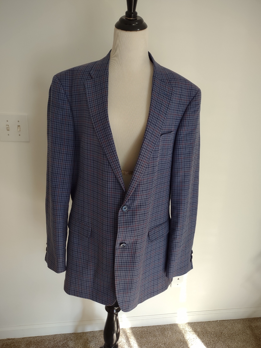 Tommy Hilfiger Blue and Red Windowpane Sport Coat